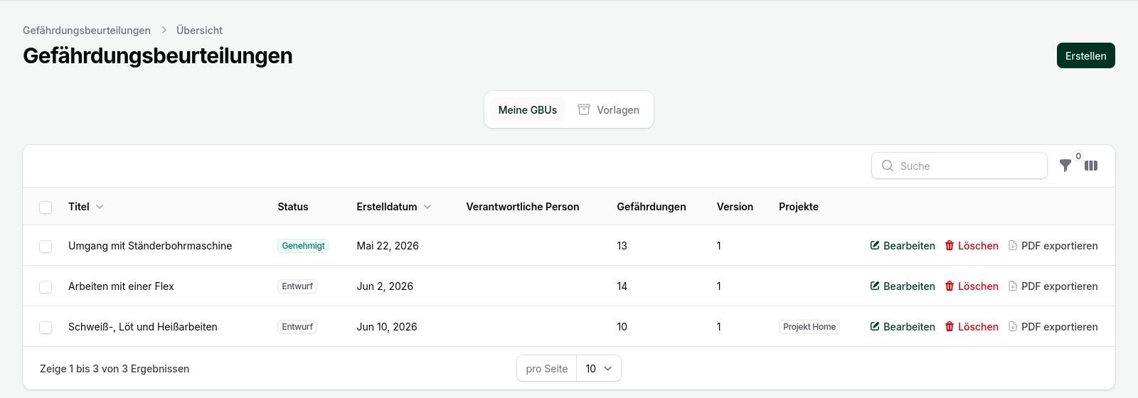 Gefährdungsbeurteilungen in SECULIQ